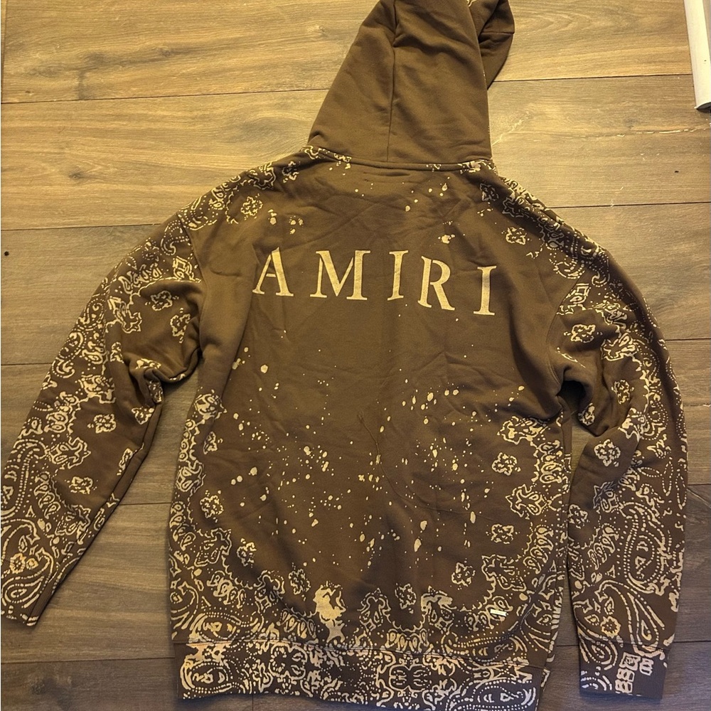 Amiri Brown Hoodie with Bandana Print